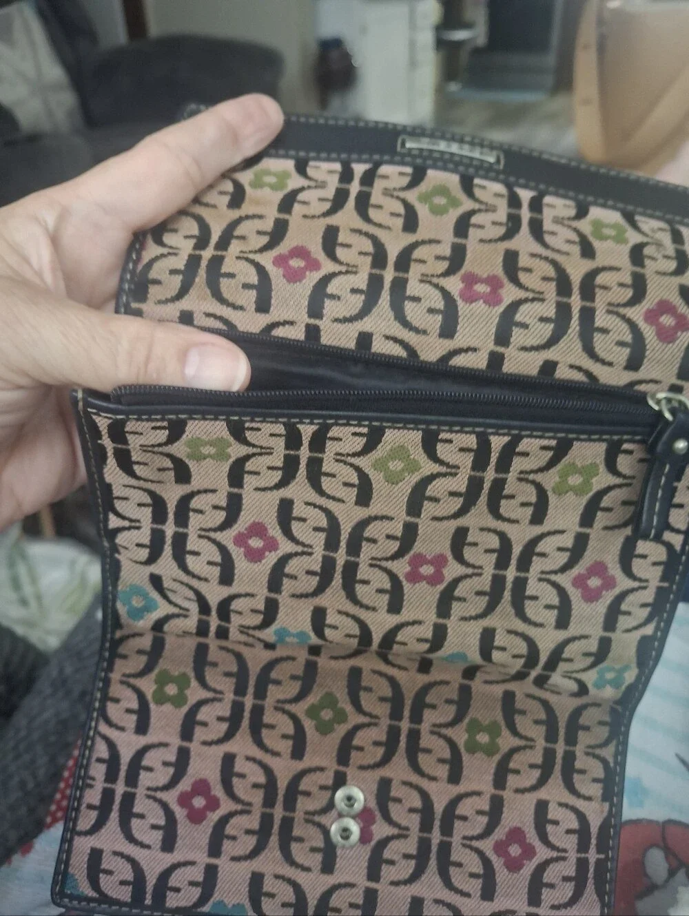 Fossil Patterned Trifold Wallet in Pink and Black